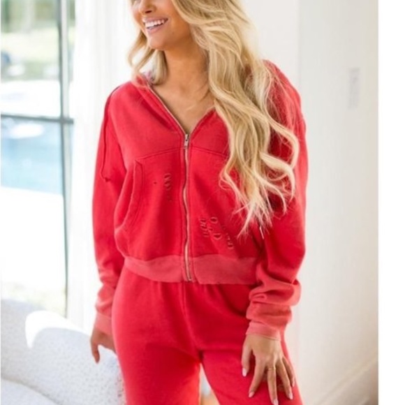 Wildfox Regan Destroyed Zip Hoodie - Picture 1 of 7